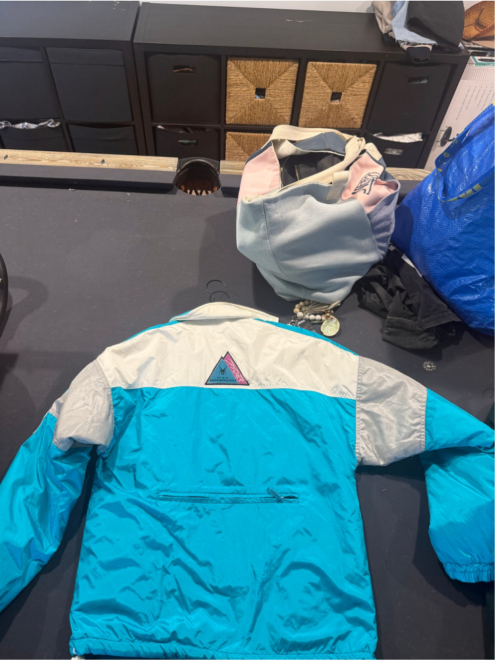 girls Spyder Vintage Ski Jacket Size 16 Blue White